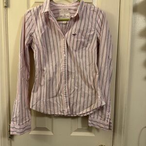 Hollister Light Pink and Navy Striped Shirt